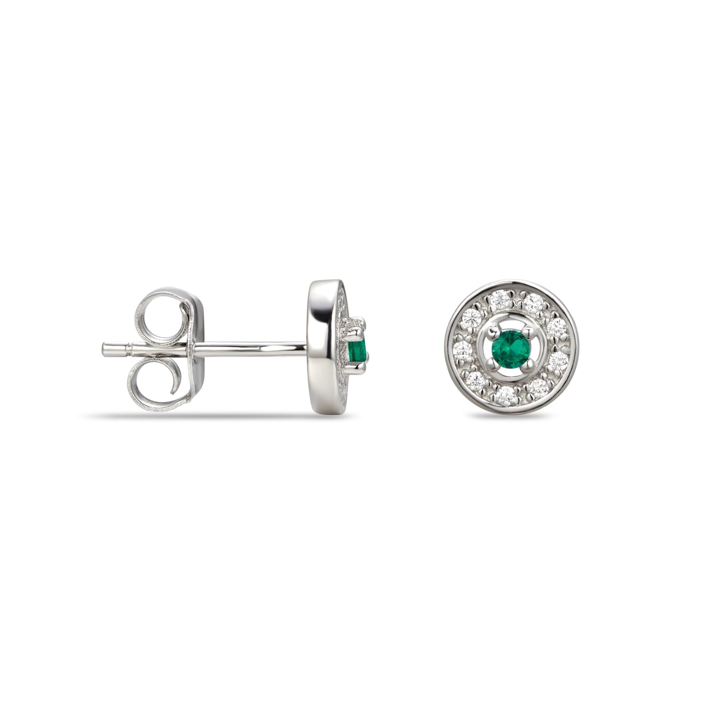 May Cubic Zirconia Birthstone Stud Earrings
