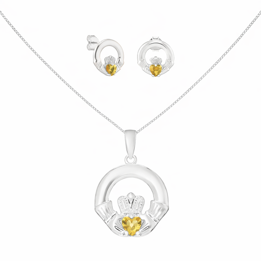 November Birthstone Claddagh Jewellery Set
