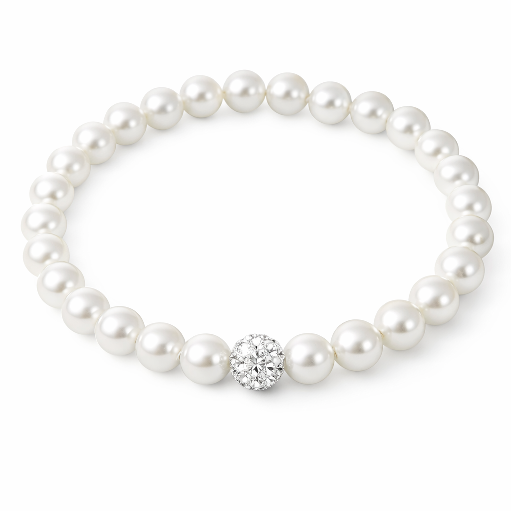 Stretchy Pearl Bracelet with CZ