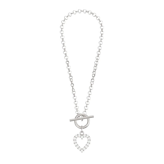 T-bar Bracelet with Cubic Zirconia Heart