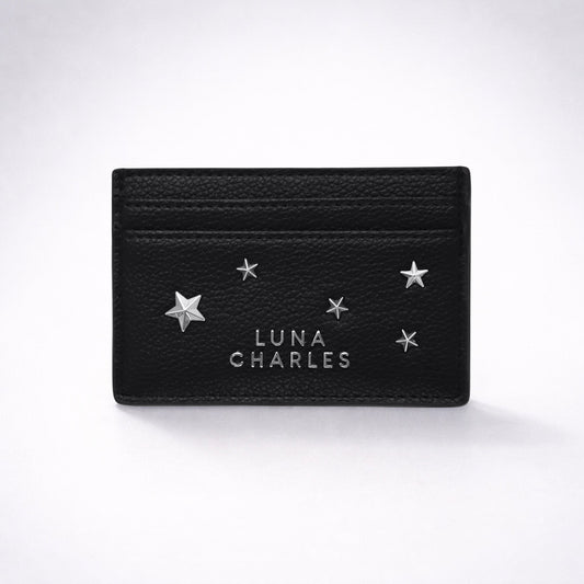 Tala Star Studded Card Holder - Black & Silver