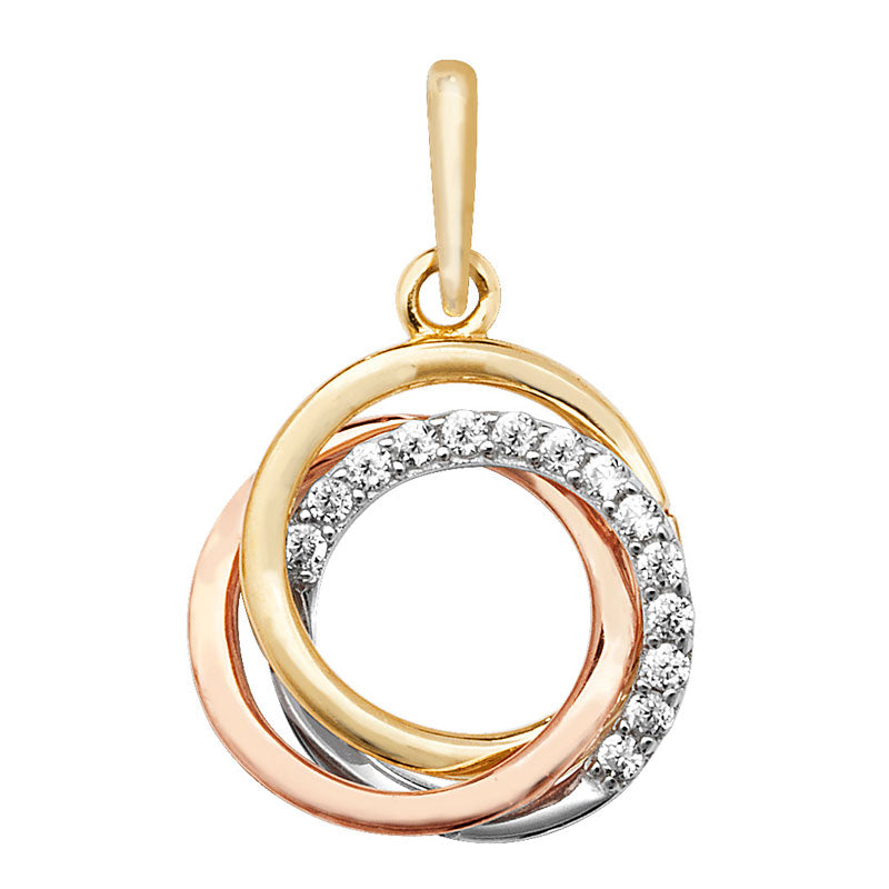 Three Tone Circle Pendant Necklace