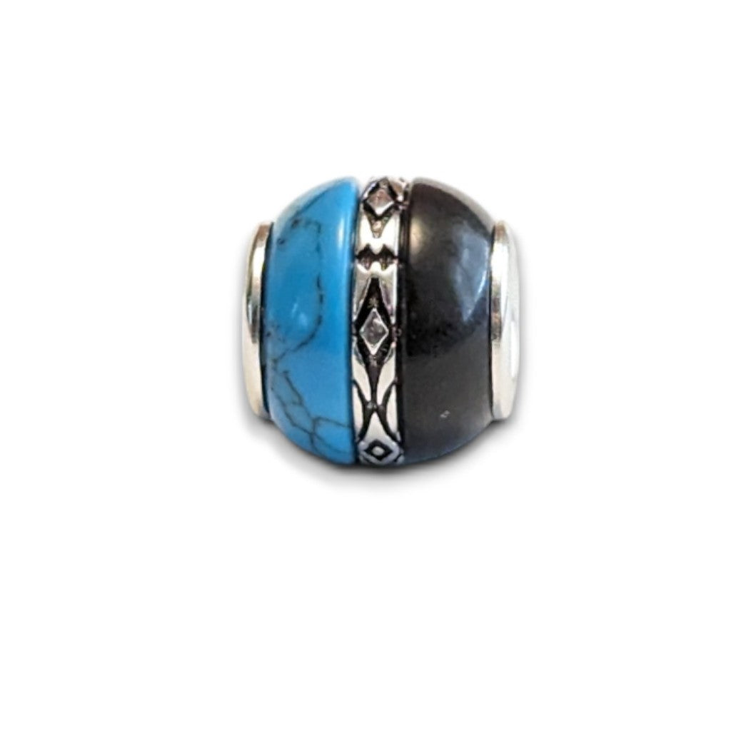 Turquoise and Onyx Bead Charm