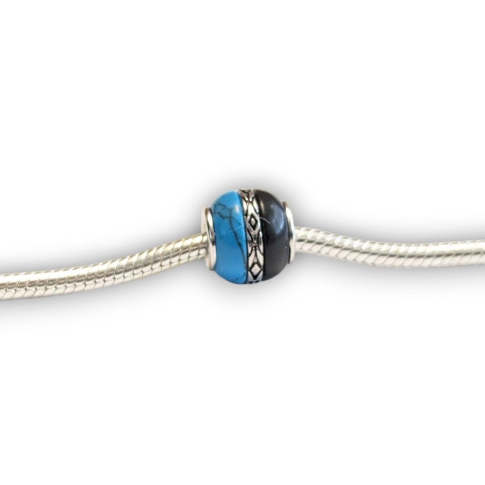 Turquoise and Onyx Bead Charm