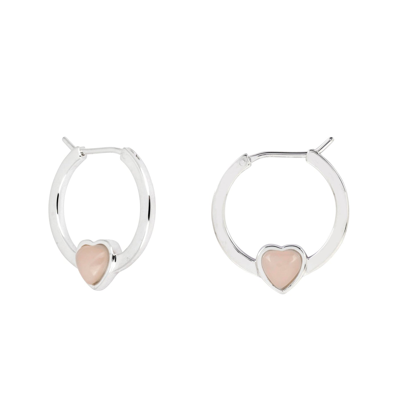 Silver Pink Opal Heart Hoop