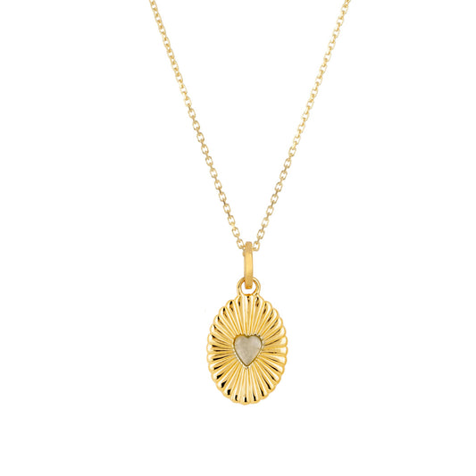 Gold Celeste Moonstone Heart Necklace