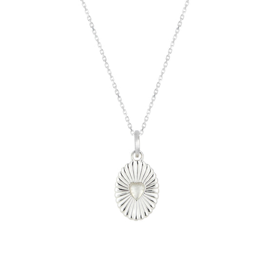 Silver Celeste Moonstone Heart Necklace
