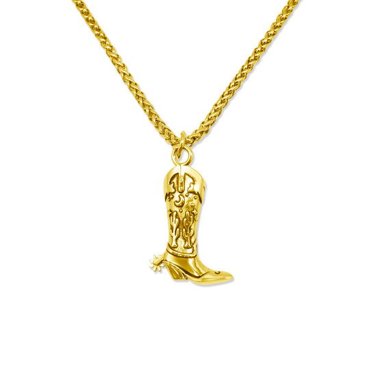 Hoedown Cowboy Boot Necklace Gold