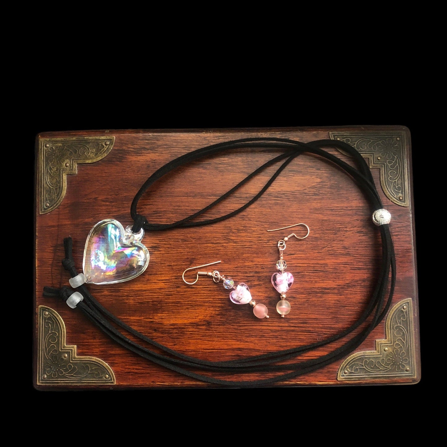 AB Glass Heart Pendant Necklace