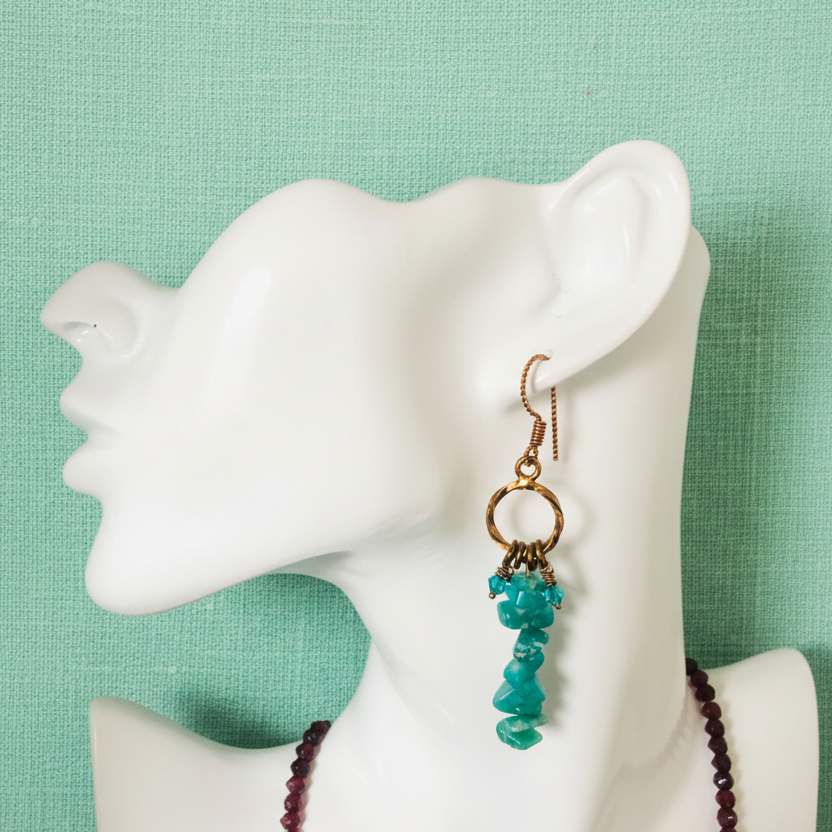 Amazonite Antique Bronze Dangle Earrings