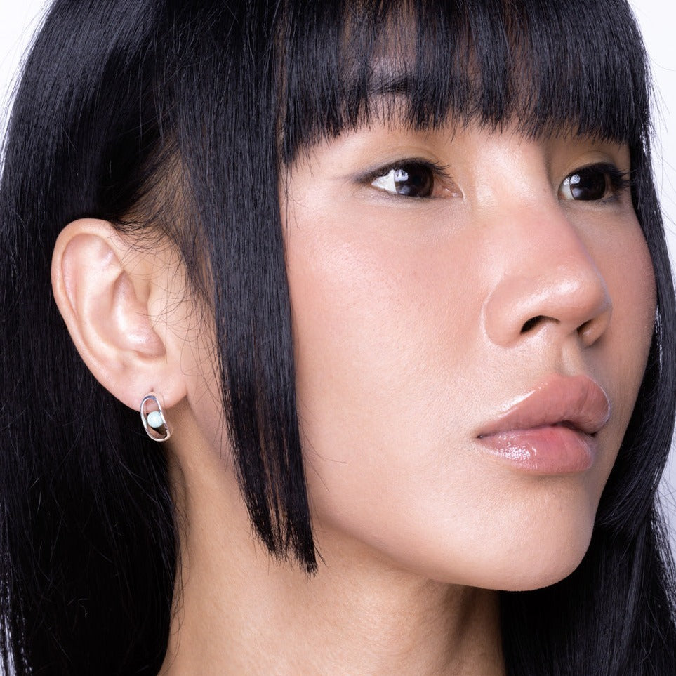 Amazonite Stud Earrings Silver