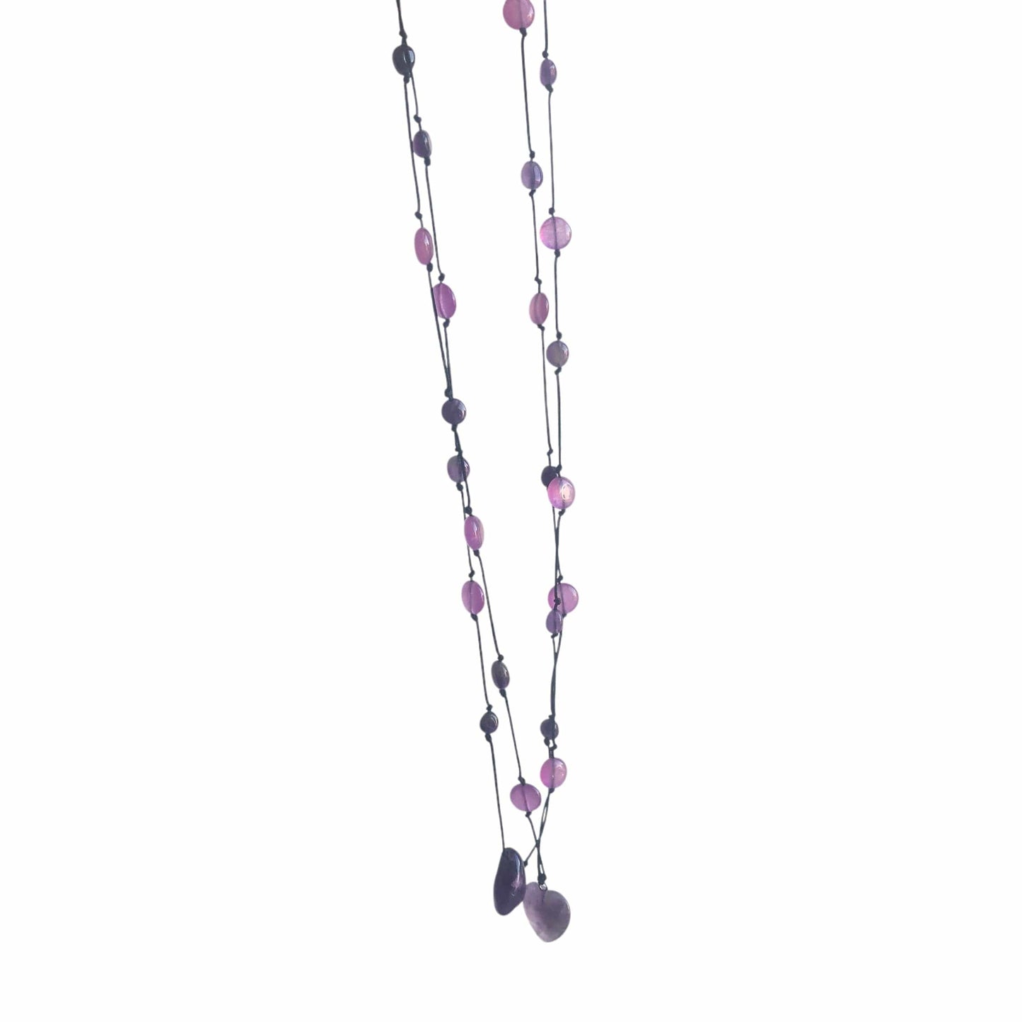 Amethyst and Black Thread Beaded Necklace