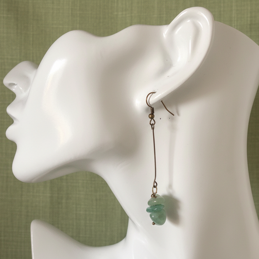 Antique Bronze Long Aventurine Earrings
