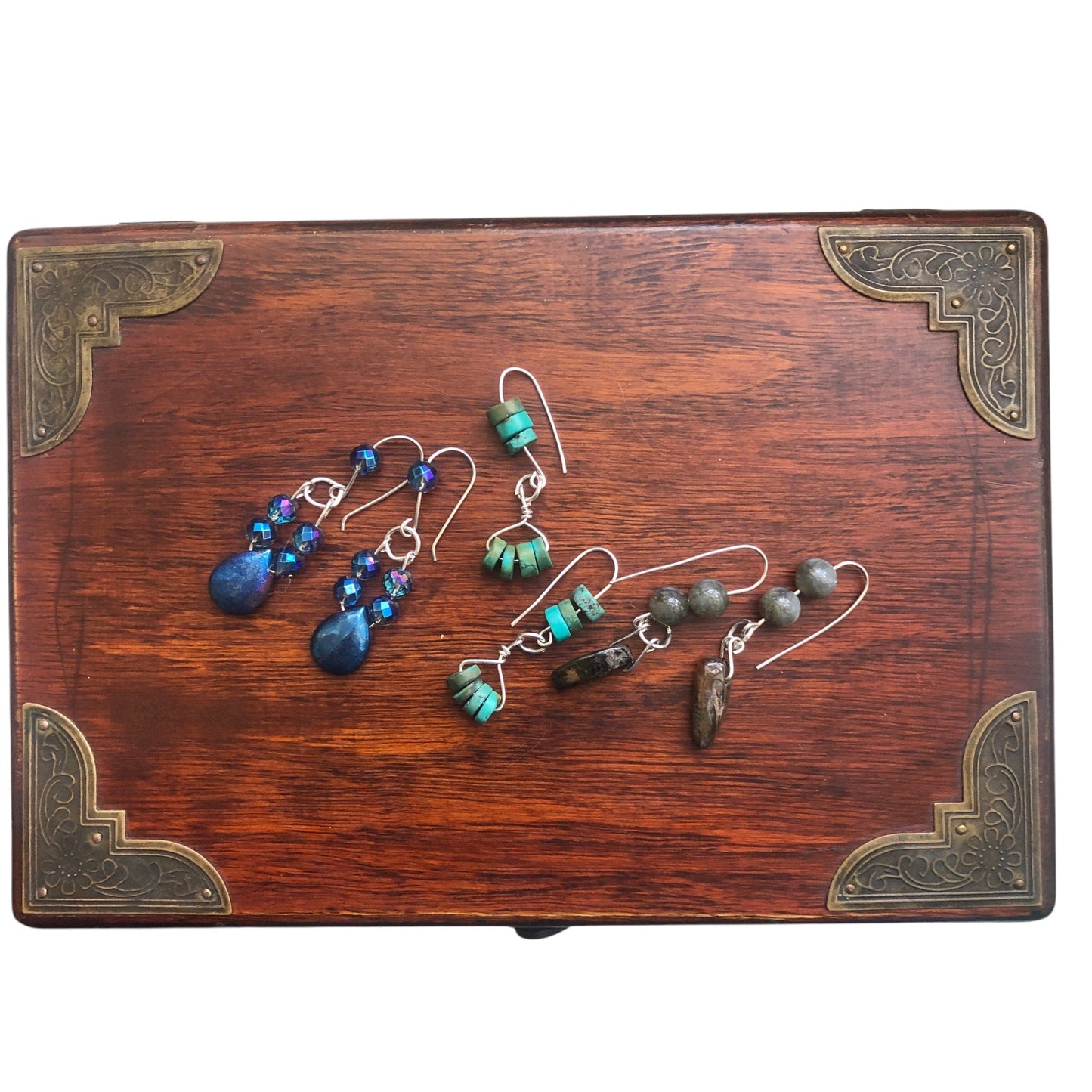Blue Quartz and Hematite 925 Silver Dangle Earrings