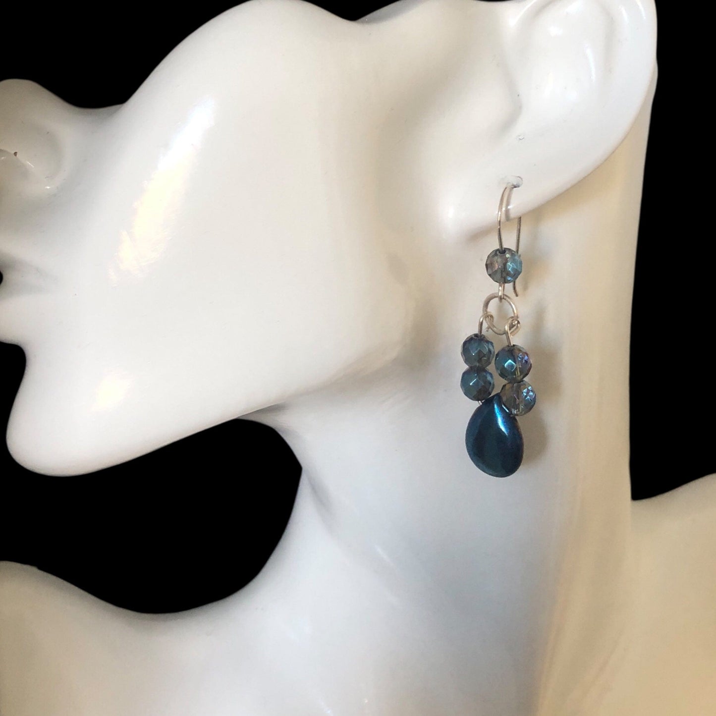 Blue Quartz and Hematite 925 Silver Dangle Earrings