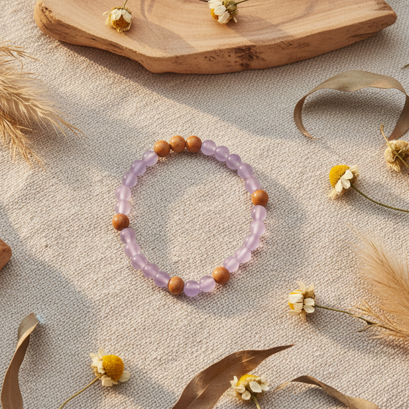 Chalcedony and Jasper Beaded Bracelet