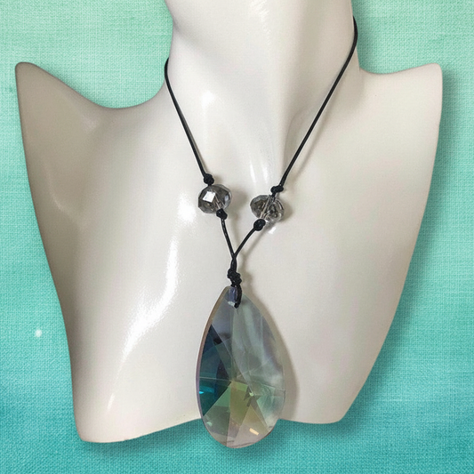 Cord and Statement Crystal Pendant Necklace