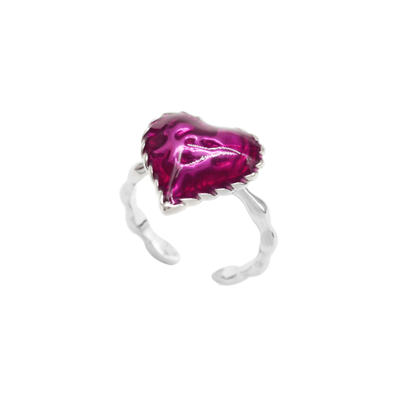Sahi Love Heart Enamel Adjustable Ring