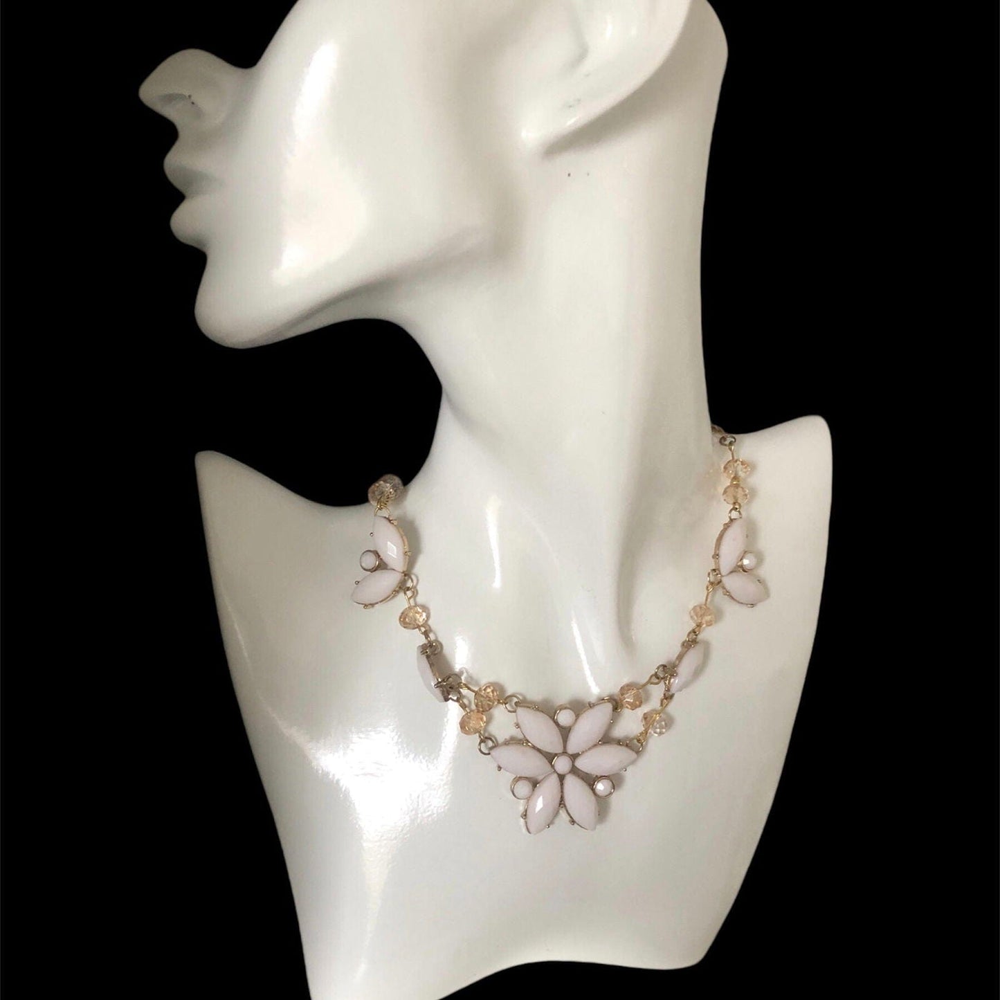 Flowery Vintage Style Bib Necklace