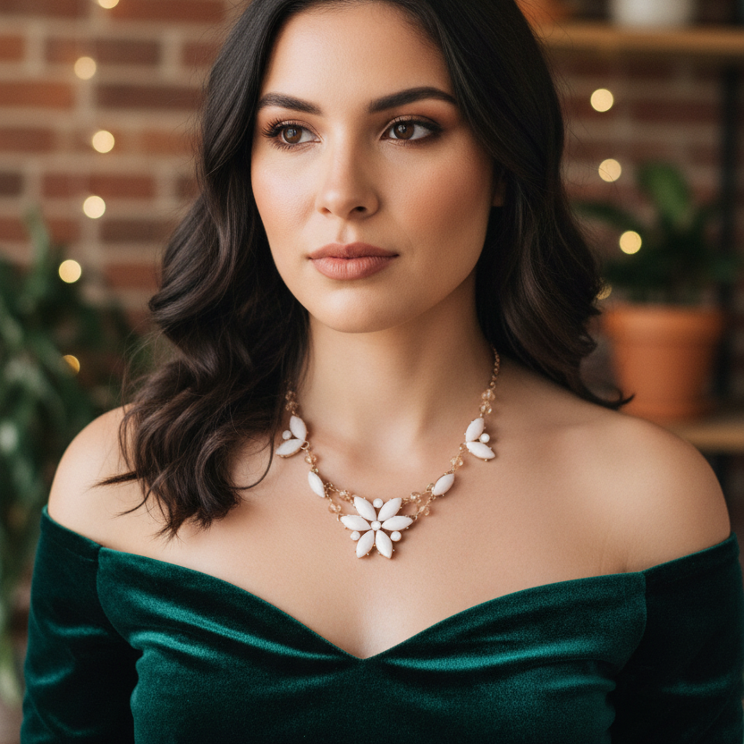 Flowery Vintage Style Bib Necklace