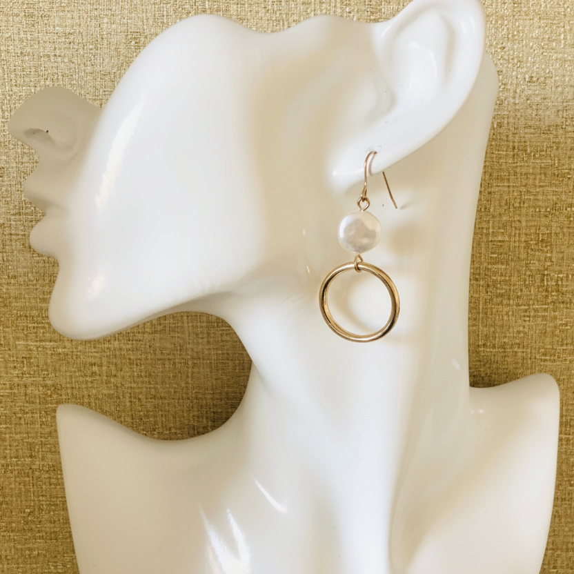 Gold-plated Hoop Earrings With Pearls