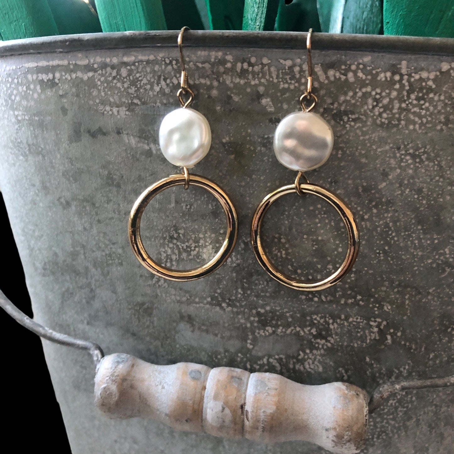 Gold-plated Hoop Earrings With Pearls