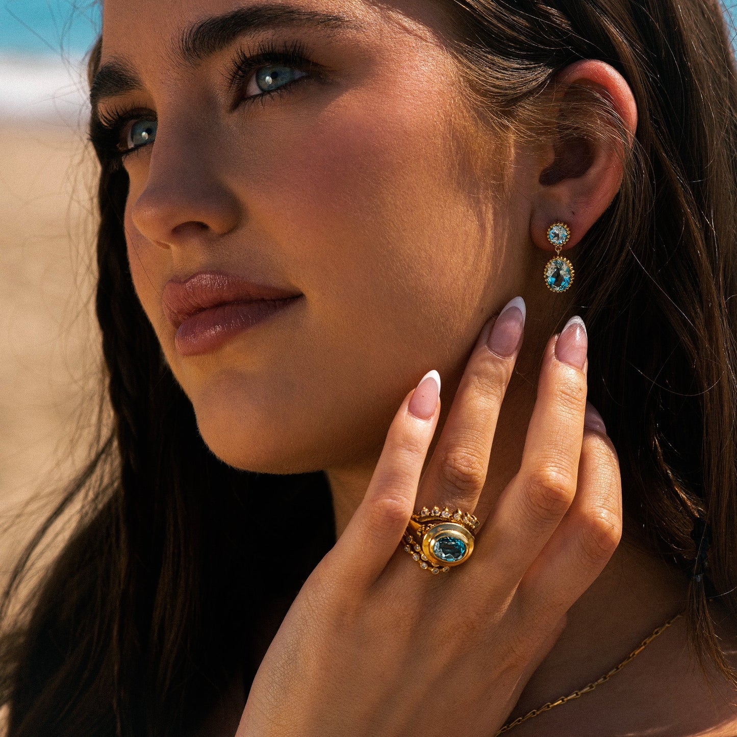 Gold Sky Blue Topaz Aurelia Earrings