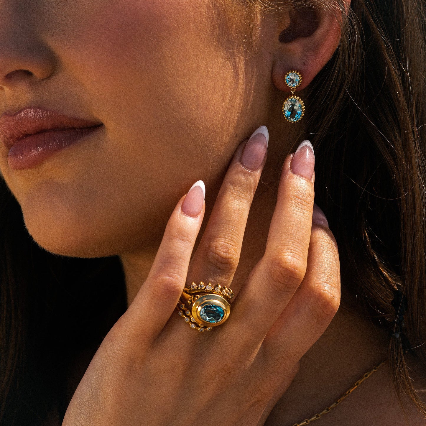 Gold Sky Blue Topaz Aurelia Earrings