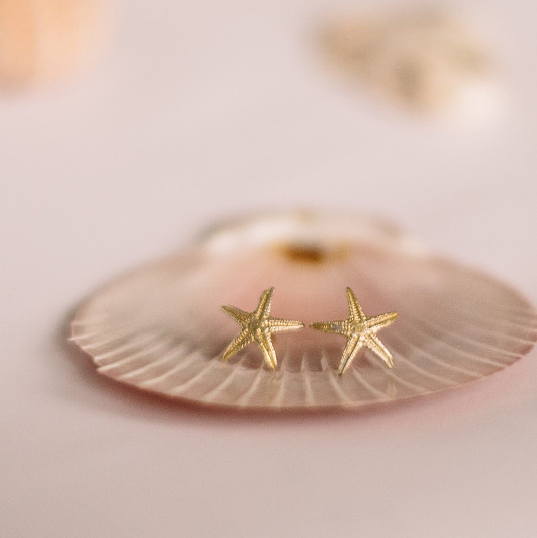 Dainty Real Gold Starfish Studs