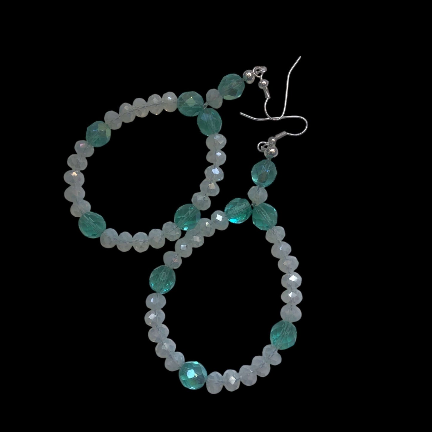 Green and Opal White Statement Crystal Earrings