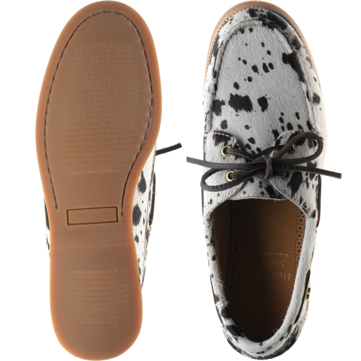 Herring Cordelia ladies rubber-soled deck shoes in white and brown pony
