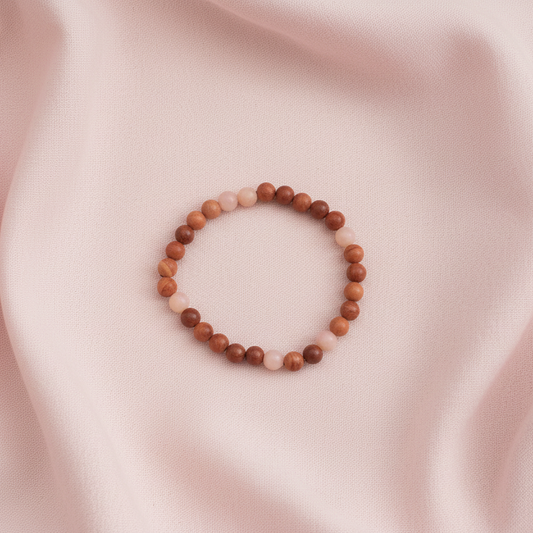 Redstone Agate and Pink Opal Beaded Bracelet