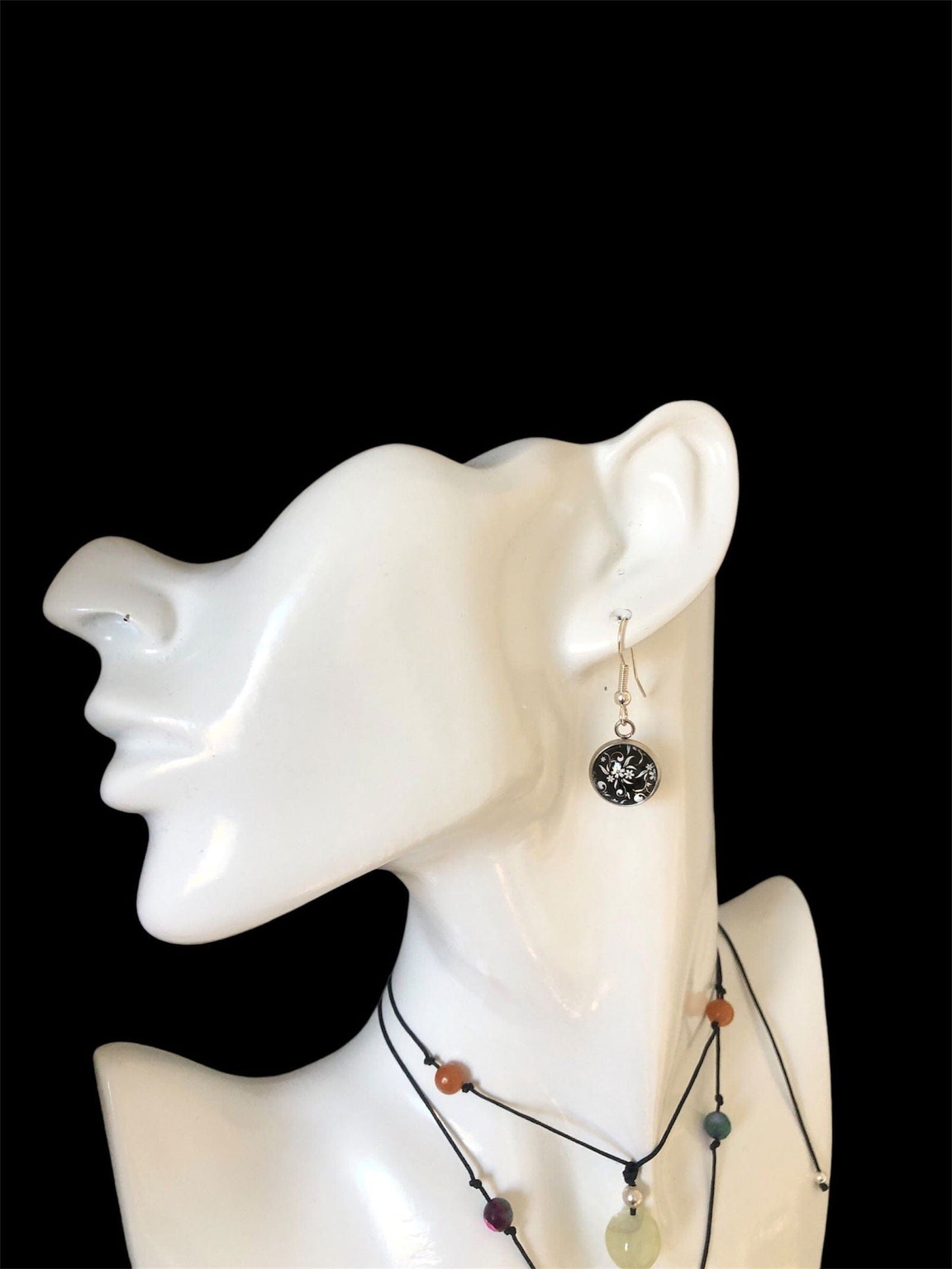Silver Plated Dangle Earrings with Resin