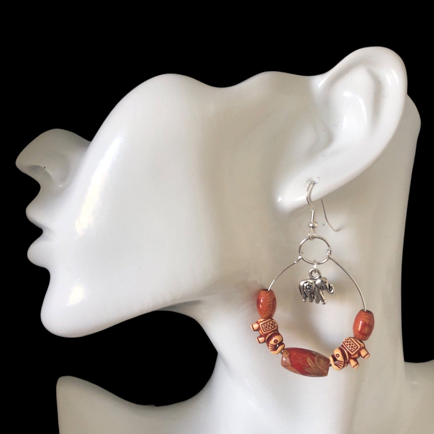 Silver Plated Hoops with Elephants