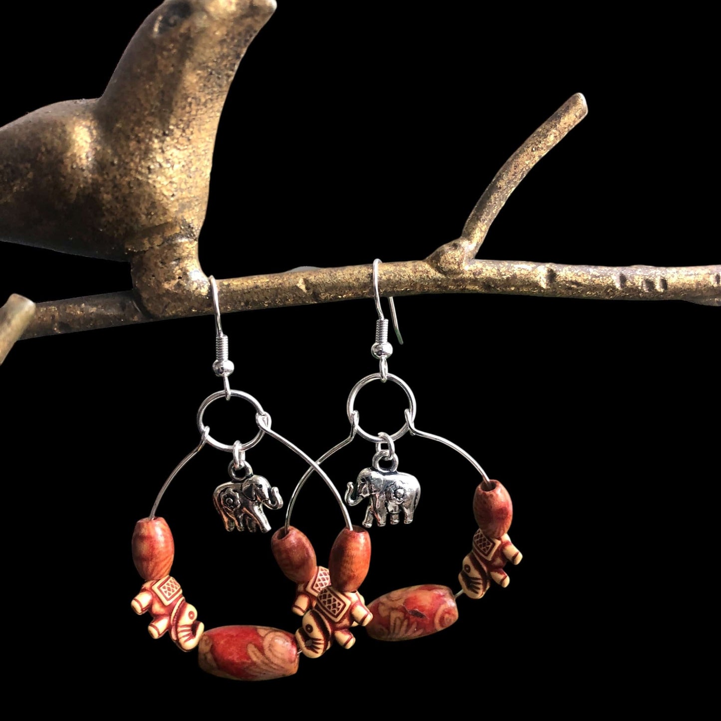 Silver Plated Hoops with Elephants