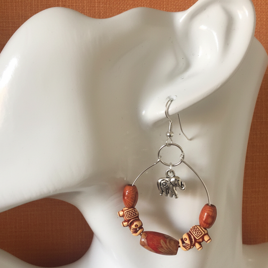 Silver Plated Hoops with Elephants