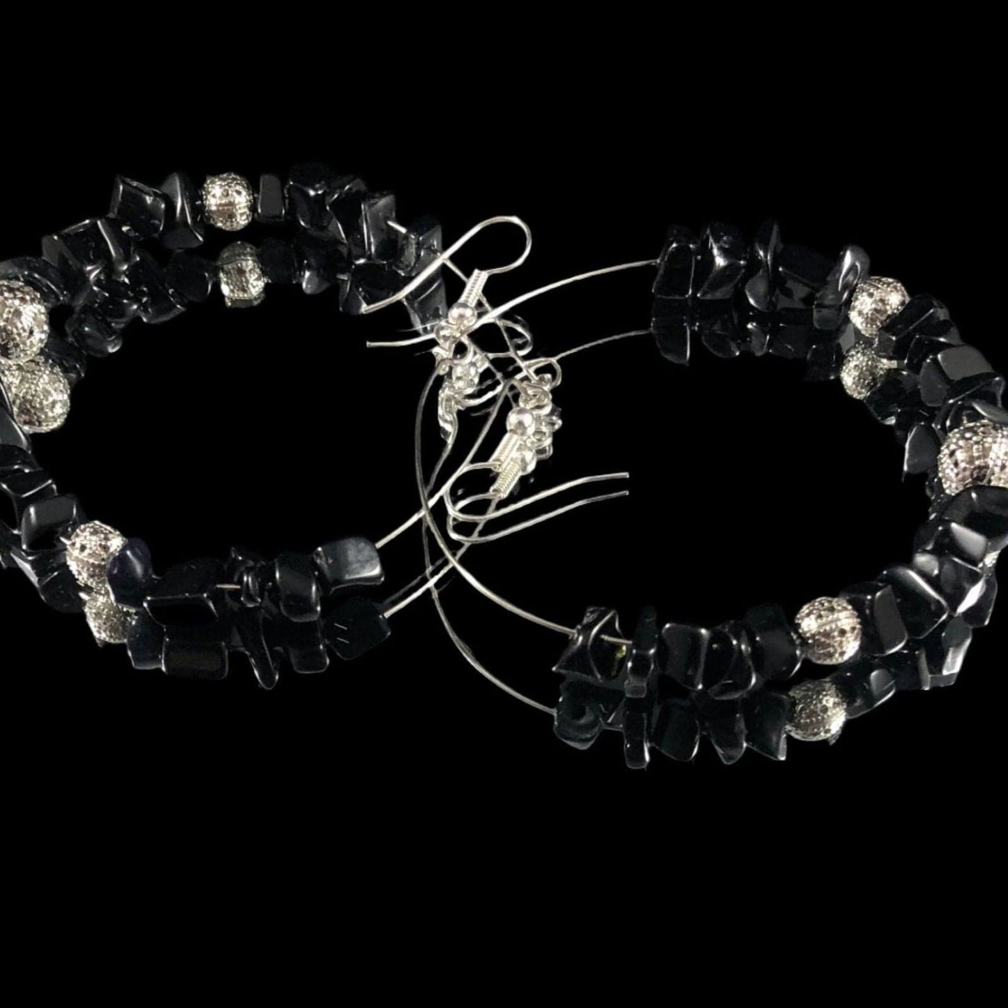 Statement Handmade Hoop Earrings With Jade