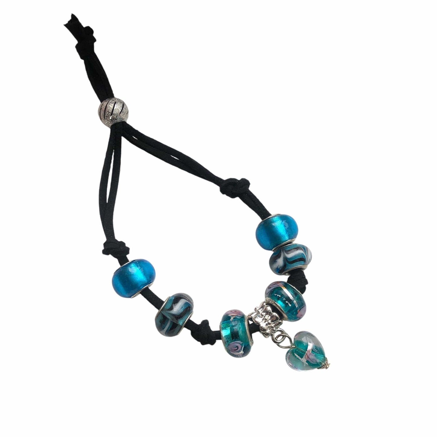 Turquoise Glass Charm Bracelet