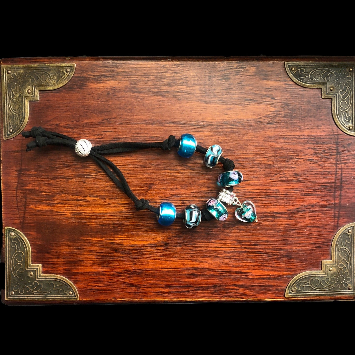 Turquoise Glass Charm Bracelet
