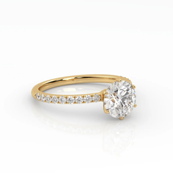 The Round Six Prong Solitaire with Pavé band - Image 3