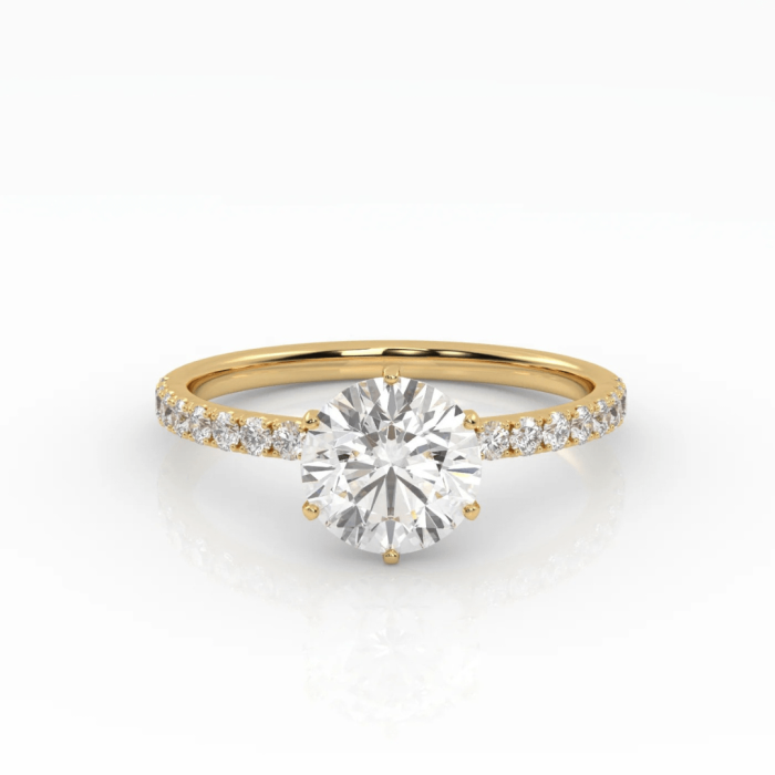 The Round Six Prong Solitaire with Pavé band - Image 14