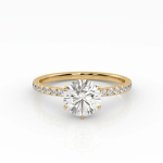 The Round Six Prong Solitaire with Pavé band - Image 16