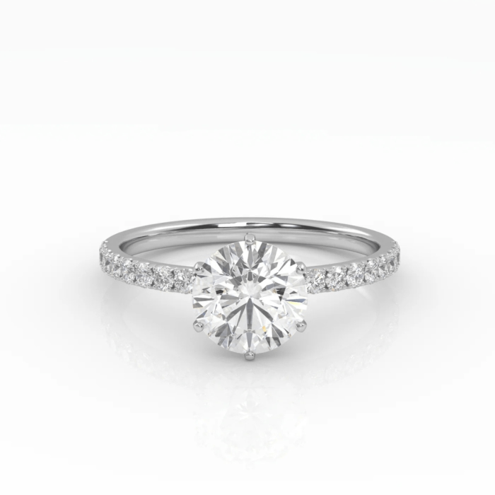 The Round Six Prong Solitaire with Pavé band - Image 59