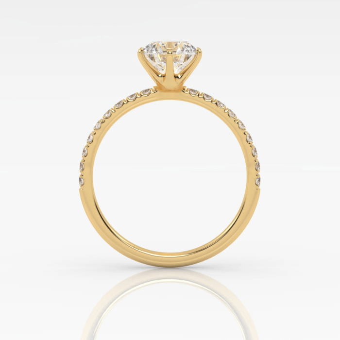 The Round Six Prong Solitaire with Pavé band - Image 4