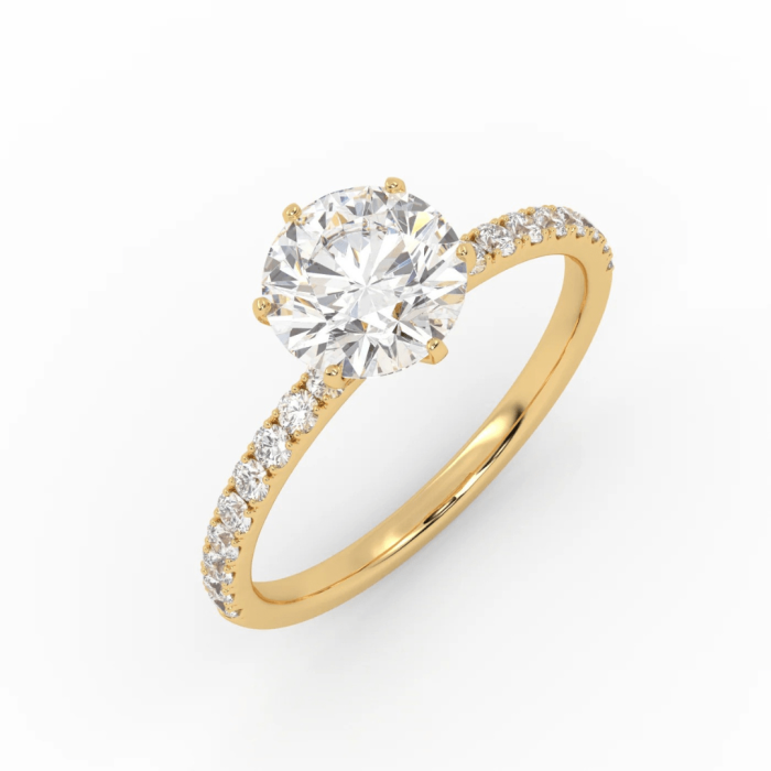 The Round Six Prong Solitaire with Pavé band - Image 5