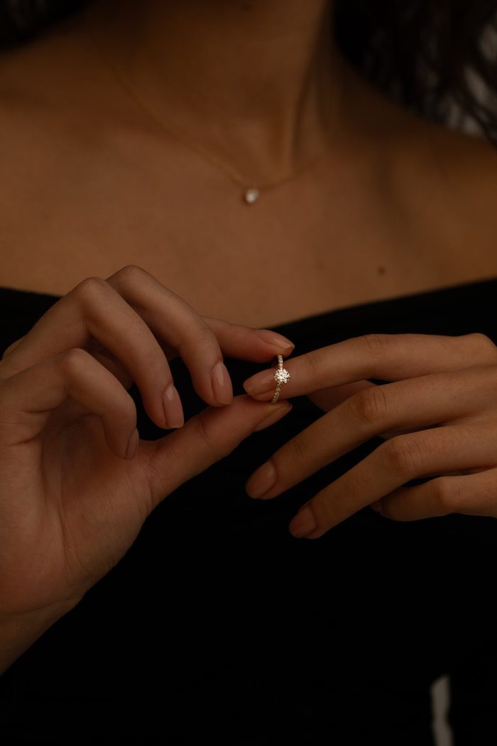 The Round Six Prong Solitaire with Pavé band - Image 2